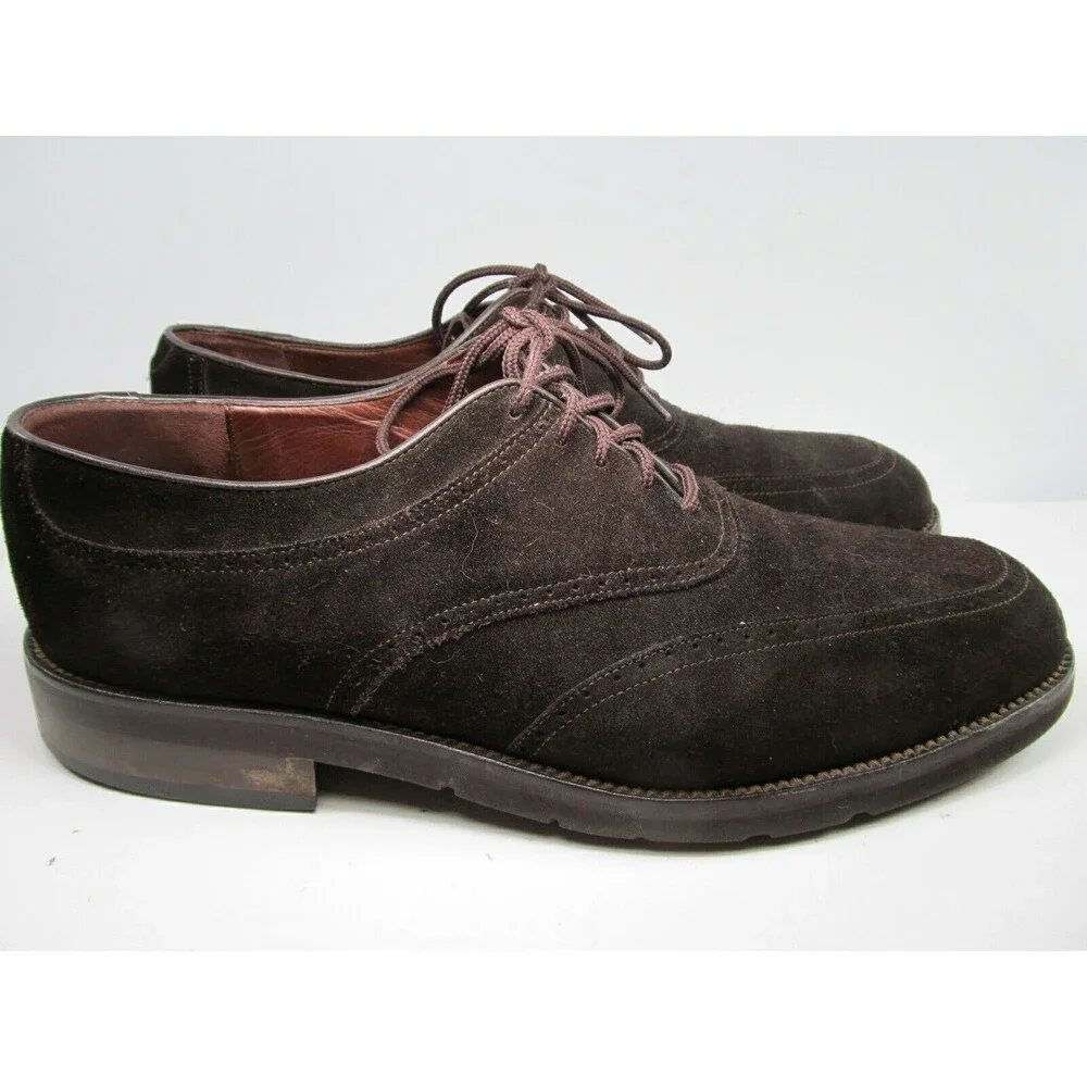 E T Wright Brown Suede Oxford Lace Up Shoes Mens Size US 13 EE Made In Italy